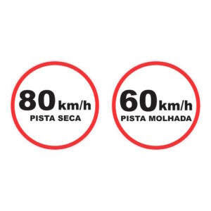 2 Adesivos Velocidade Máx. Pista Seca/molhada 20x20 Refletivo