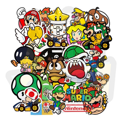 Stickers Adesivos Decorativo Super Mario Bros 30 Unidades