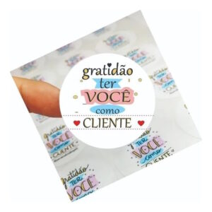 50 Etiquetas Adesivas 5x5cm Gratidão Sua Marca Logo Negócio
